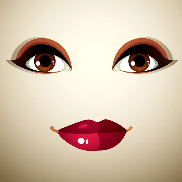 Human eyes and lips with stylish make-up