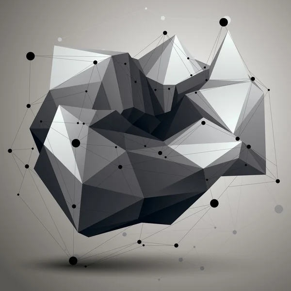 Complicated abstract grayscale 3D shape — Stock Vector