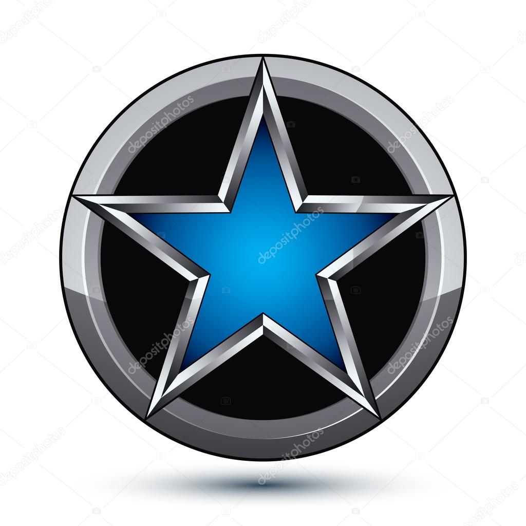 Silvery blazon with pentagonal blue star