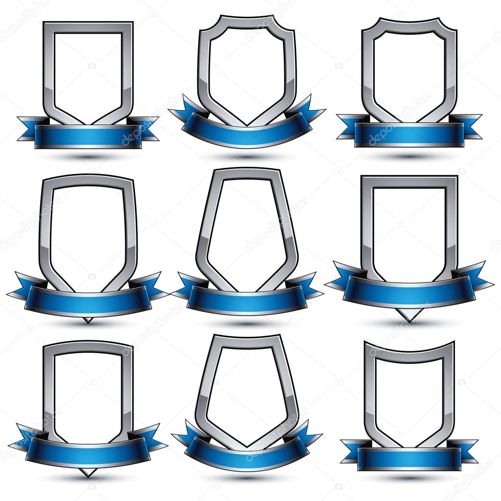 Set of shields with ribbons