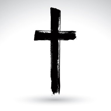 Black grunge cross icon clipart