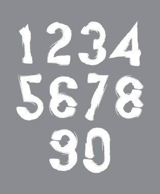 在灰色背景下的白色书法数字