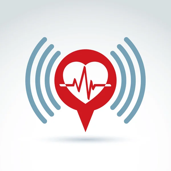 Kalp ve EKG sembolleri ile konuşma balonu — Stok Vektör