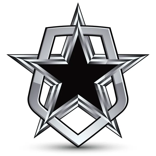 Silver emblem with pentagonal star — Stock Vector