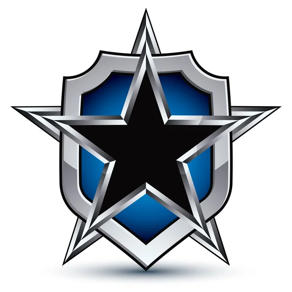 Emblema con contorno plateado y estrella — Vector de stock