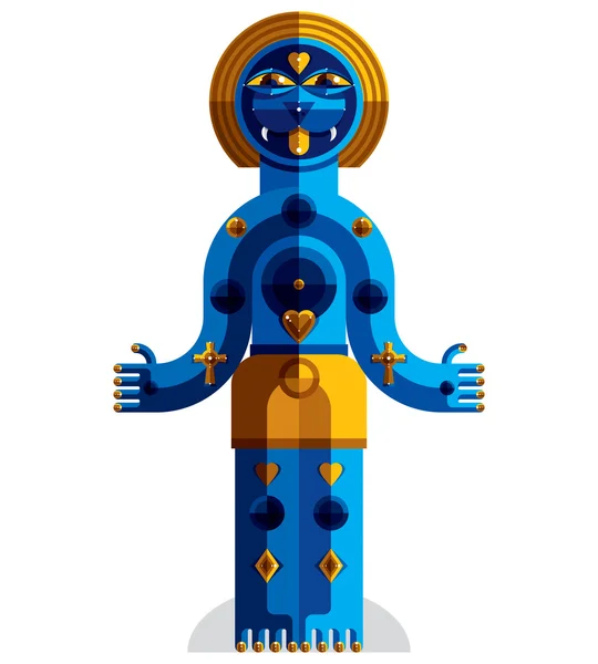 Blue and yellow spiritual totem. — Stock Vector