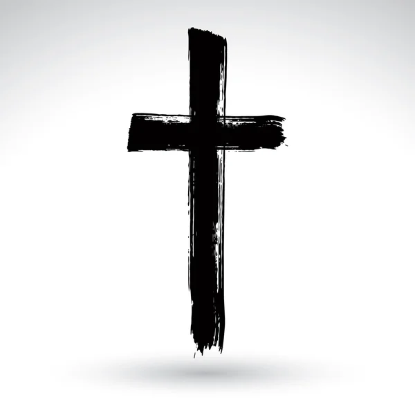 Icône croix grunge noire — Image vectorielle