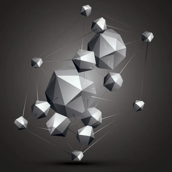 Forme 3D in scala di grigi complicate — Vettoriale Stock