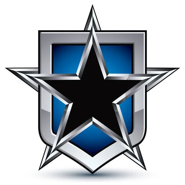 Emblema de plata con estrella pentagonal negro — Vector de stock