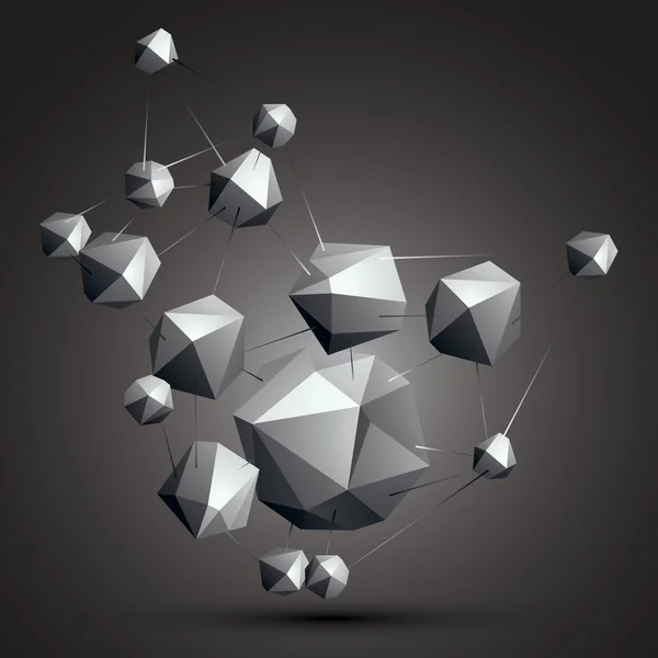 Complicated grayscale 3D shapes — ストックベクタ