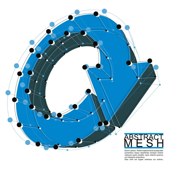 Malha azul 3d em forma de seta — Vetor de Stock