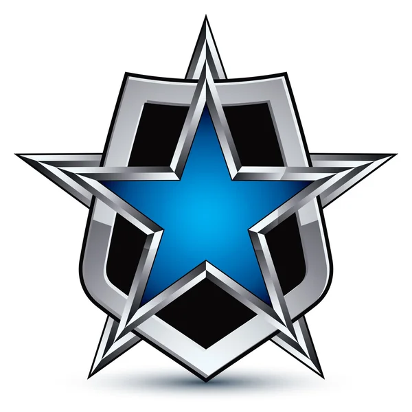 Герб зі срібним контуром і зіркою — стоковий вектор