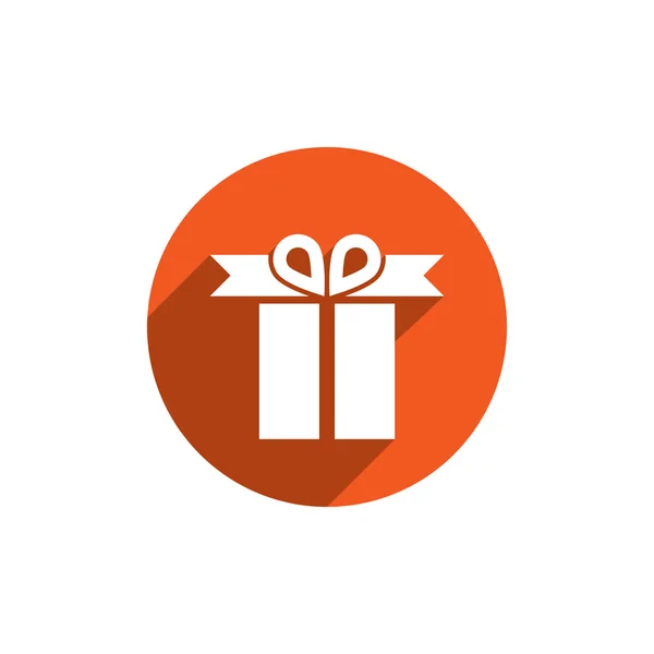 Caja de regalo en icono de círculo naranja — Vector de stock