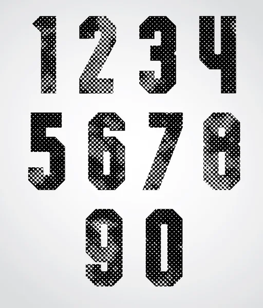 Black and white dotty numbers. — Stock Vector