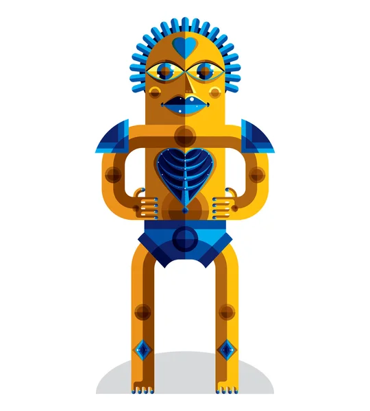 Personnage mythique bleu et jaune — Image vectorielle