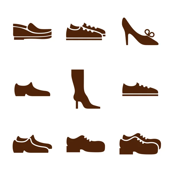 茶色の靴のシルエット — ストックベクタ