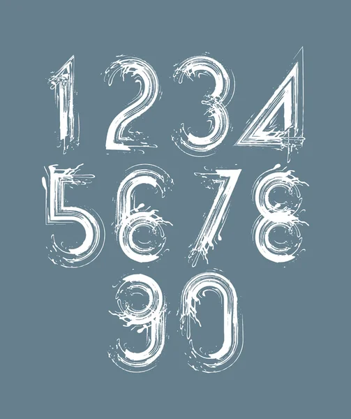 Números de cepillo caligráfico — Archivo Imágenes Vectoriales