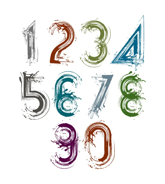 Colorful handwritten numbers — Stock Vector