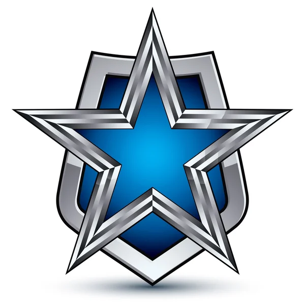 五角形の星の銀のエンブレム — ストックベクタ