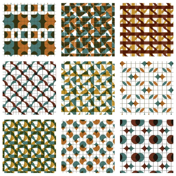 Set of colored grate seamless patterns Stock Vector