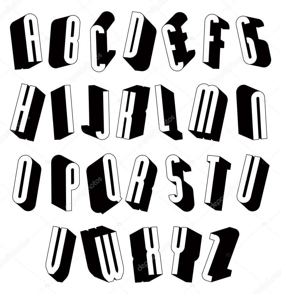 Black and white 3d font Stock Vector by ©Ostapius 75186153