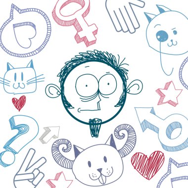 colorful drawing of surprised person