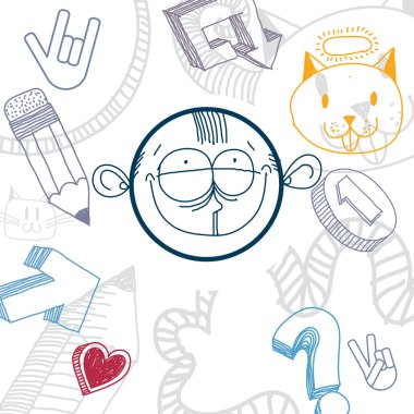 colorful illustration of content cartoon boy