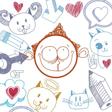 colorful illustration of cartoon content boy