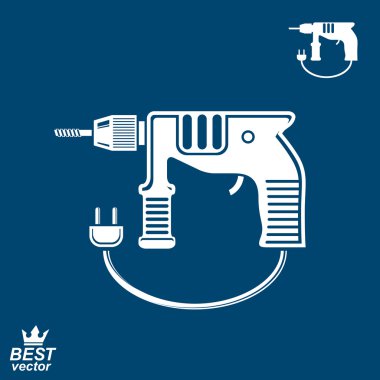 Stylized drill with cable and plug