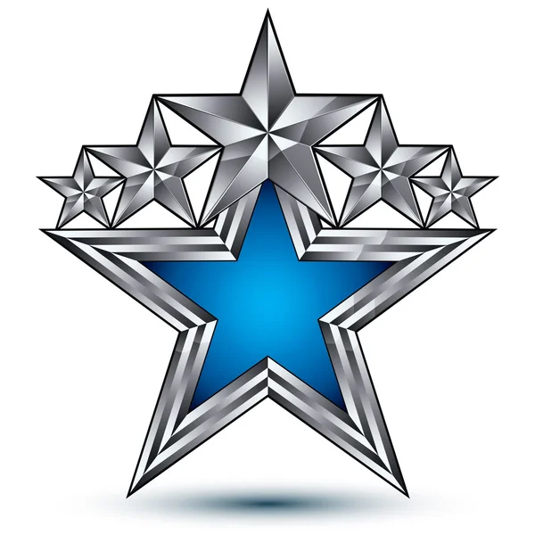Royal blue star with silver outline — 图库矢量图片