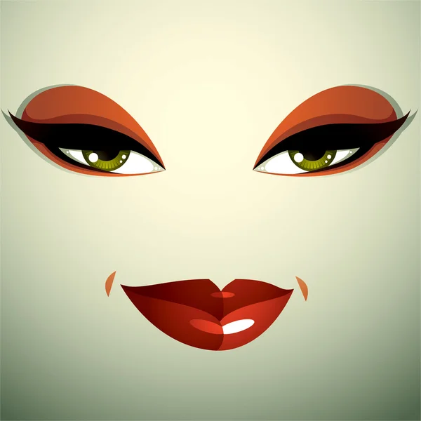 Attraktiv kvinna med snygga ljusa make-up. — Stock vektor