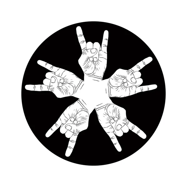 Fem rock händer abstrakt symbol — Stock vektor