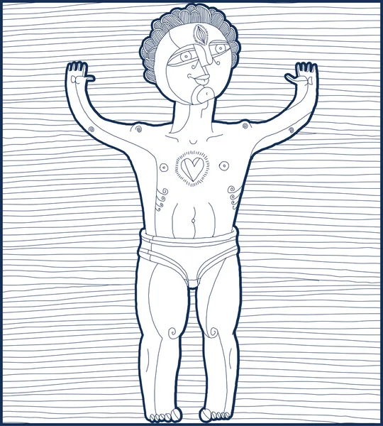 Lined monochrome illustration of nude male — Wektor stockowy