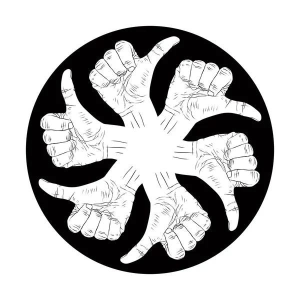 Шесть знаков "рука вверх" — стоковый вектор