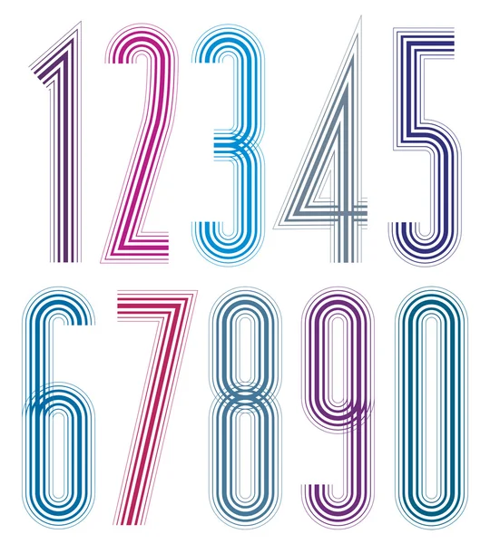 Decorative tall striped numbers. — Stockový vektor