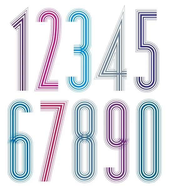 Decorative tall striped numbers. — Wektor stockowy