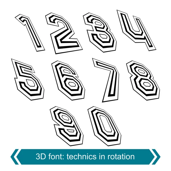 Trendy dimensionale verschuiving nummers — Stockvector