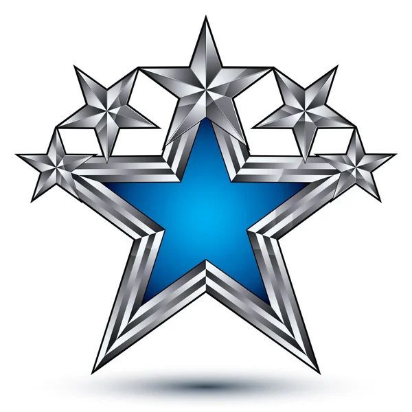 Estrela azul real com contorno de prata — Vetor de Stock