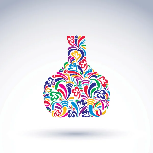 Colorful flower-patterned bottle — Stock Vector