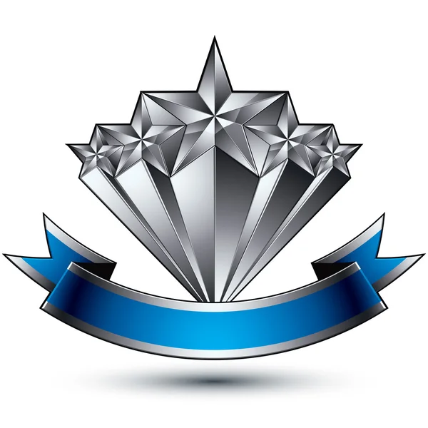 Renown silver star emblem — Stock Vector
