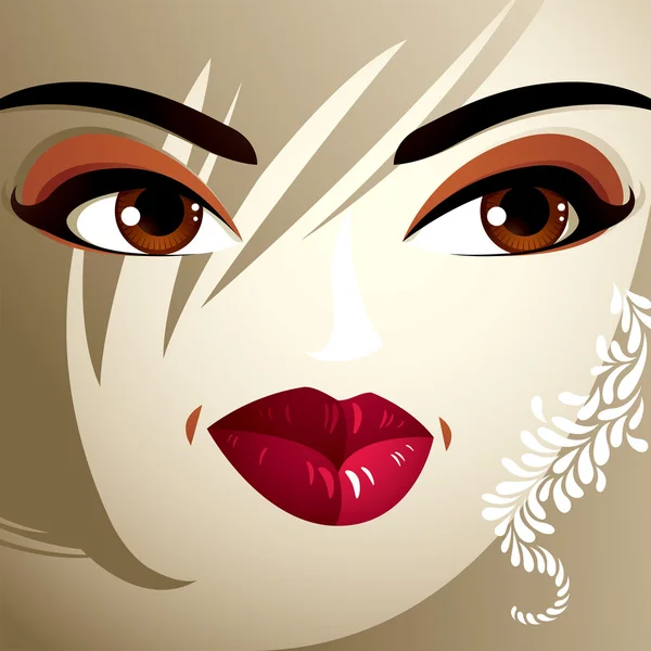 Parts of the face of a young beautiful lady — Stock Vector
