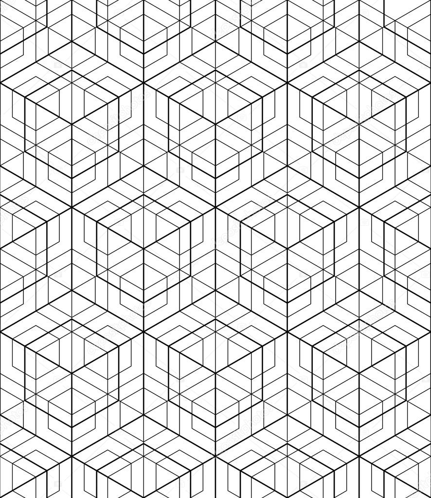 Futuristic continuous black and white pattern