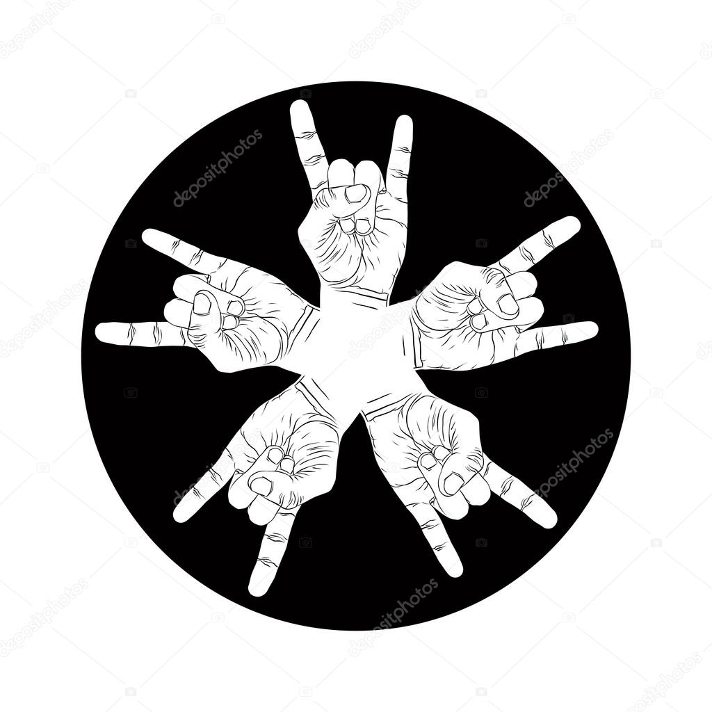 Five rock hands abstract symbol