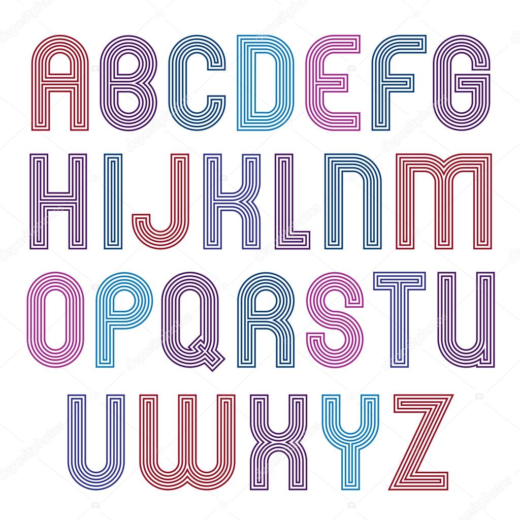 Stripy colorful geometric font