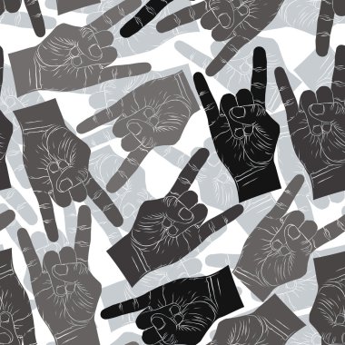 Rock hands seamless pattern