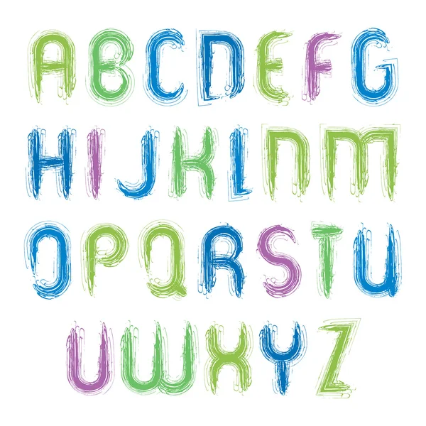 Alfabeto vívido letras mayúsculas conjunto — Vector de stock