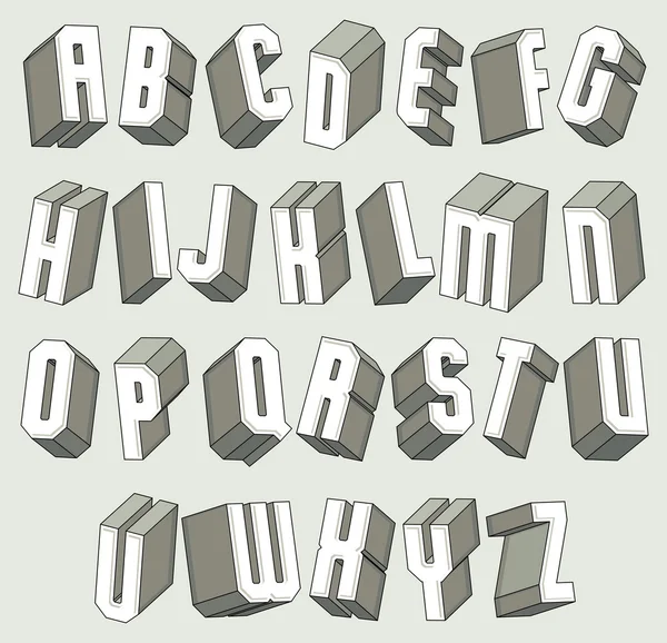 3d font, geometric letters set. — Stock Vector