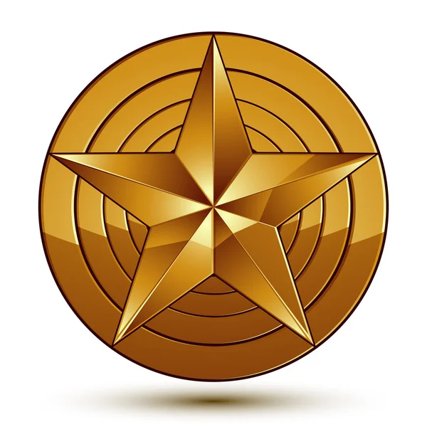Emblema estrella de oro 3d — Vector de stock