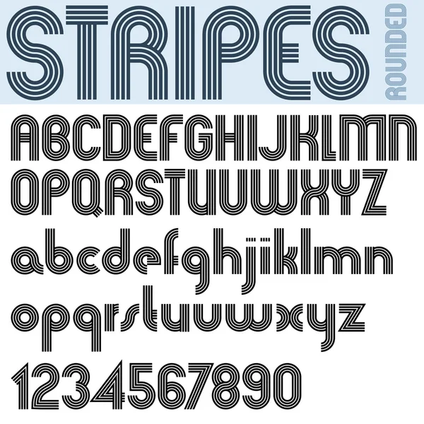 Stripes retro style graphic font — Stock Vector