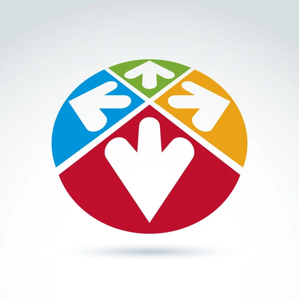 Emblema con frecce multidirezionali — Vettoriale Stock